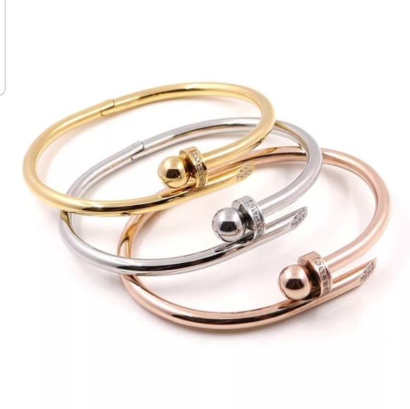 Nail Bracelet with Cubic Zirconia Stones Stainles - Picture 4 of 4